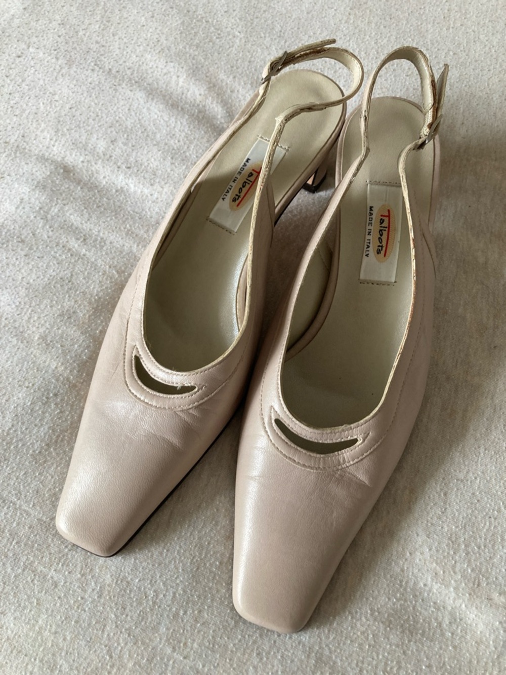 Vintage Talbots Cream Leather Slingback Heels Made in Italy - Picture 7 of 7